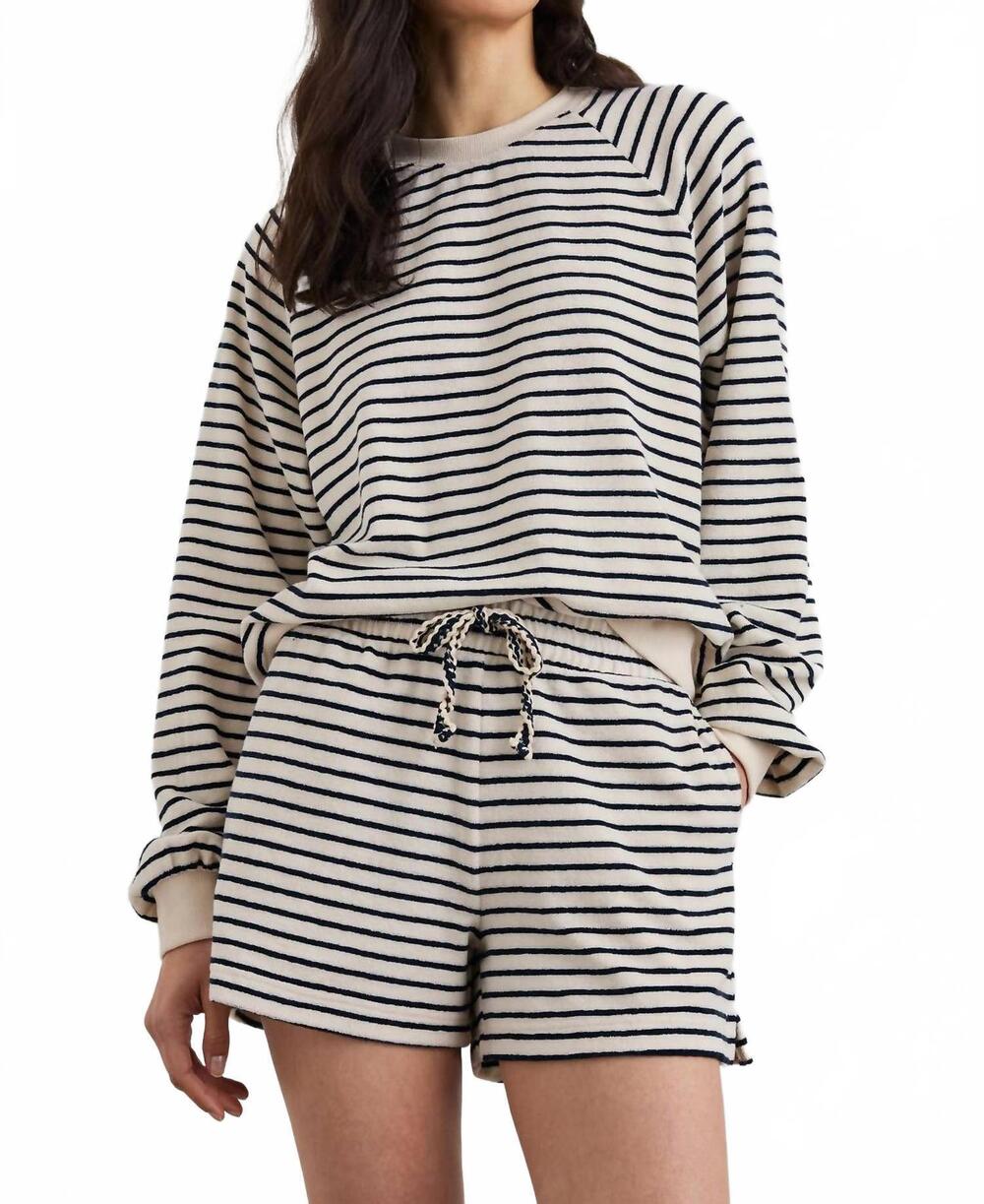 NEW RAILS teddy short in sailor stripe terry towel